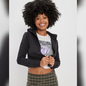 American Eagle Hooded Full Zip Sweatshirt - Size Small, Black